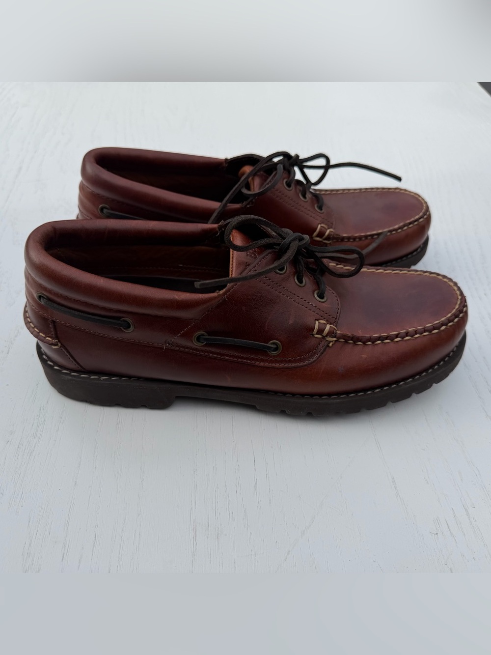 L.L Bean Boat Shoes Men's 12 D Campsides Docksides Leather Brown